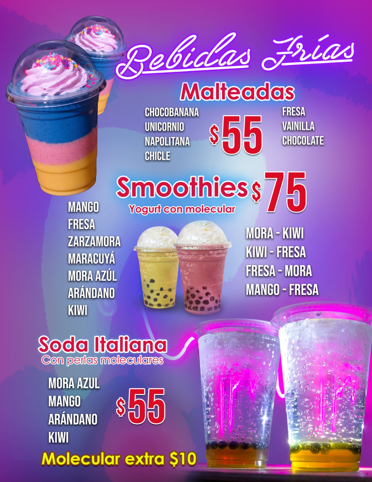 Menú Malteadas