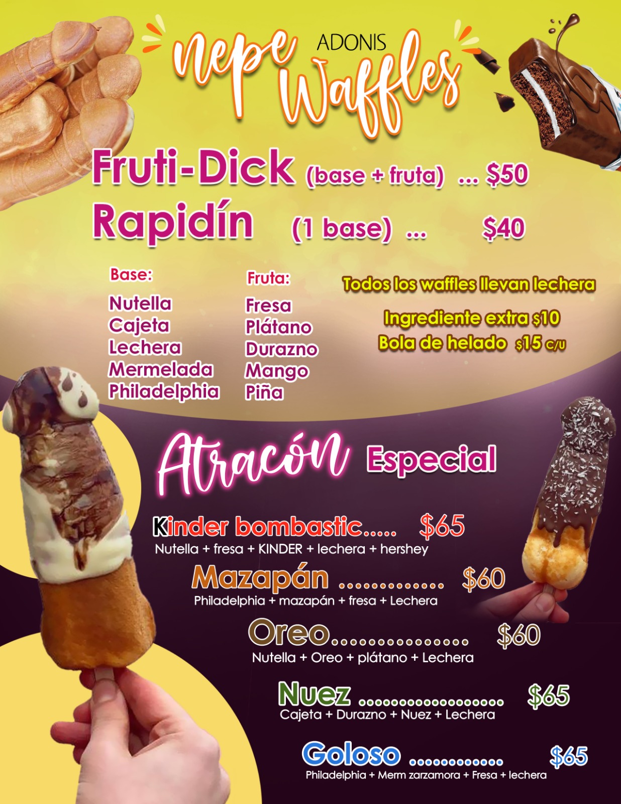 Menú Waffles Especiales